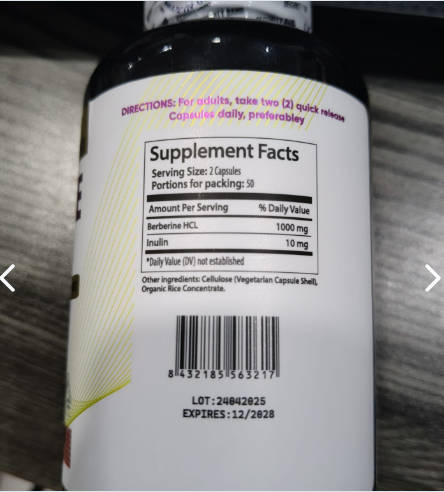Berberine Table Facts